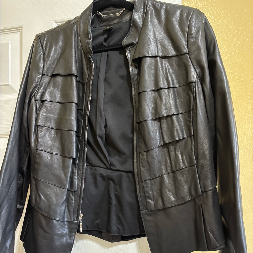 White House Black Market Black Leather Jacket